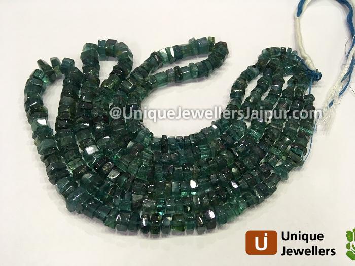 Blue Tourmaline Step Cut Roundelle Beads